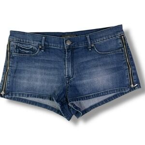 Abercrombie & Fitch Y2K Micro Mini Low Rise Denim Shortie Shorts sz 29 Side Zips